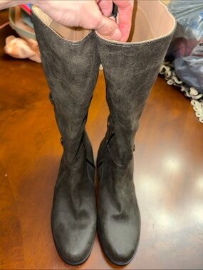 Journee Collection Over-the-Knee Suede Boots in Dark Gray